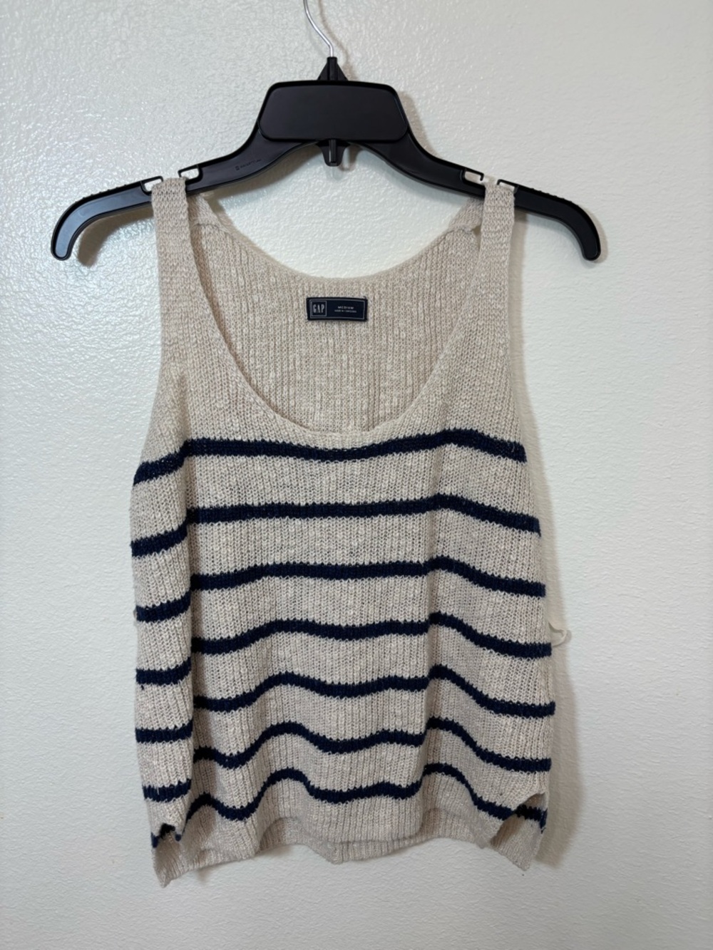 GAP Cropped Striped Knit summer beach boxy Tank - Cream & Black - Picture 2 of 4